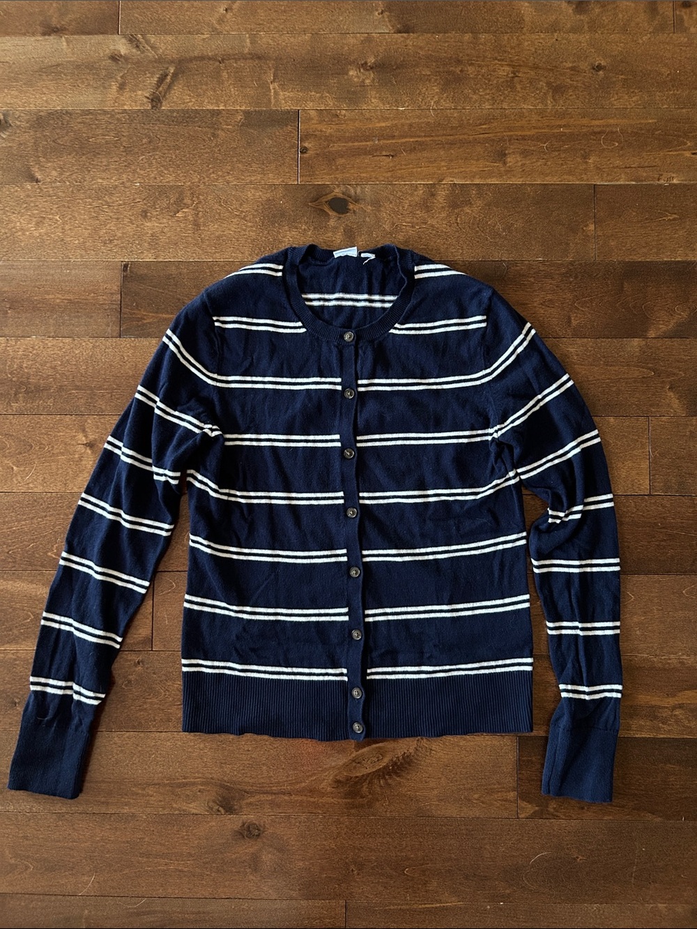 GAP Navy and White Striped Button-Up Cotton Women's Cardigan